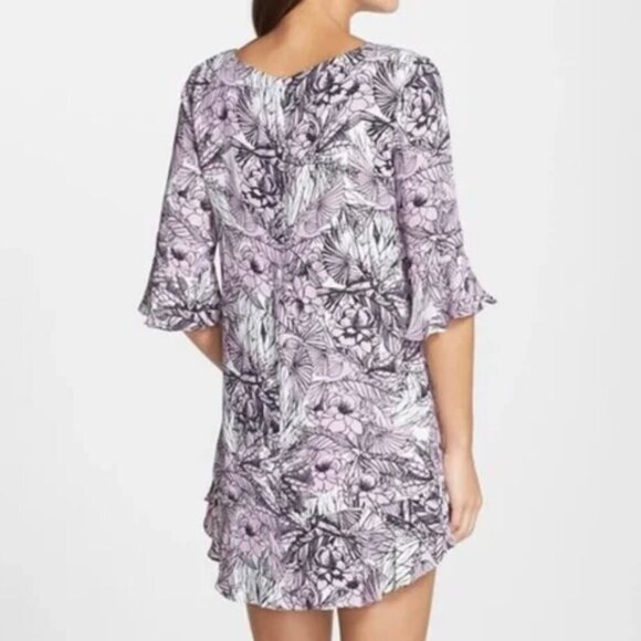 FRENCH CONNECTION Flight of Fancy Floral Ruffle Mini Dress Lilac Lavender Shift - Picture 4 of 16